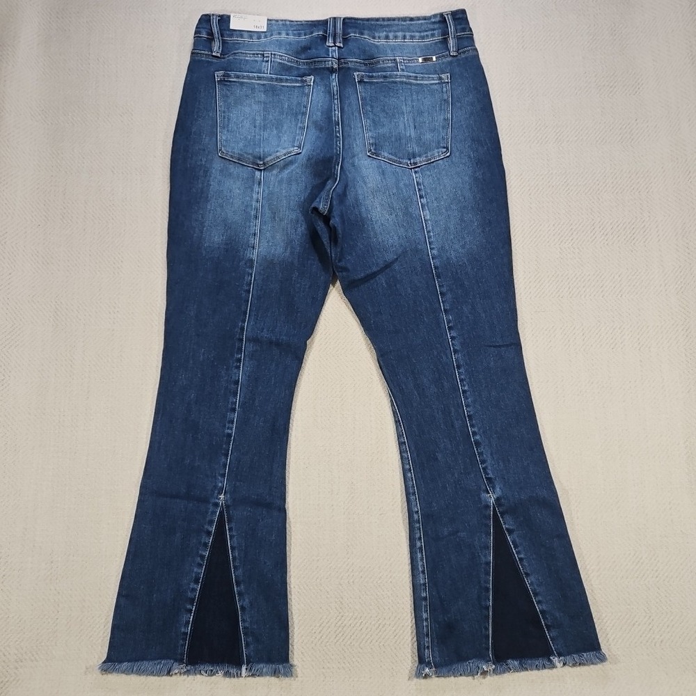 Kancan Flare Jeans Womens 18W Plus Denim Light Wash High Rise Y2K Fringe Hem